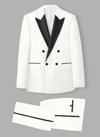 Off-White Double Breasted Tuxedo Suit - StudioSuits