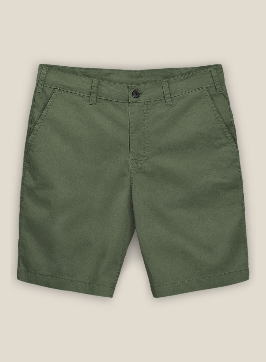 Olive Green Cotton Shorts - StudioSuits