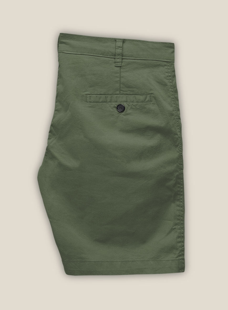 Olive Green Cotton Shorts - StudioSuits