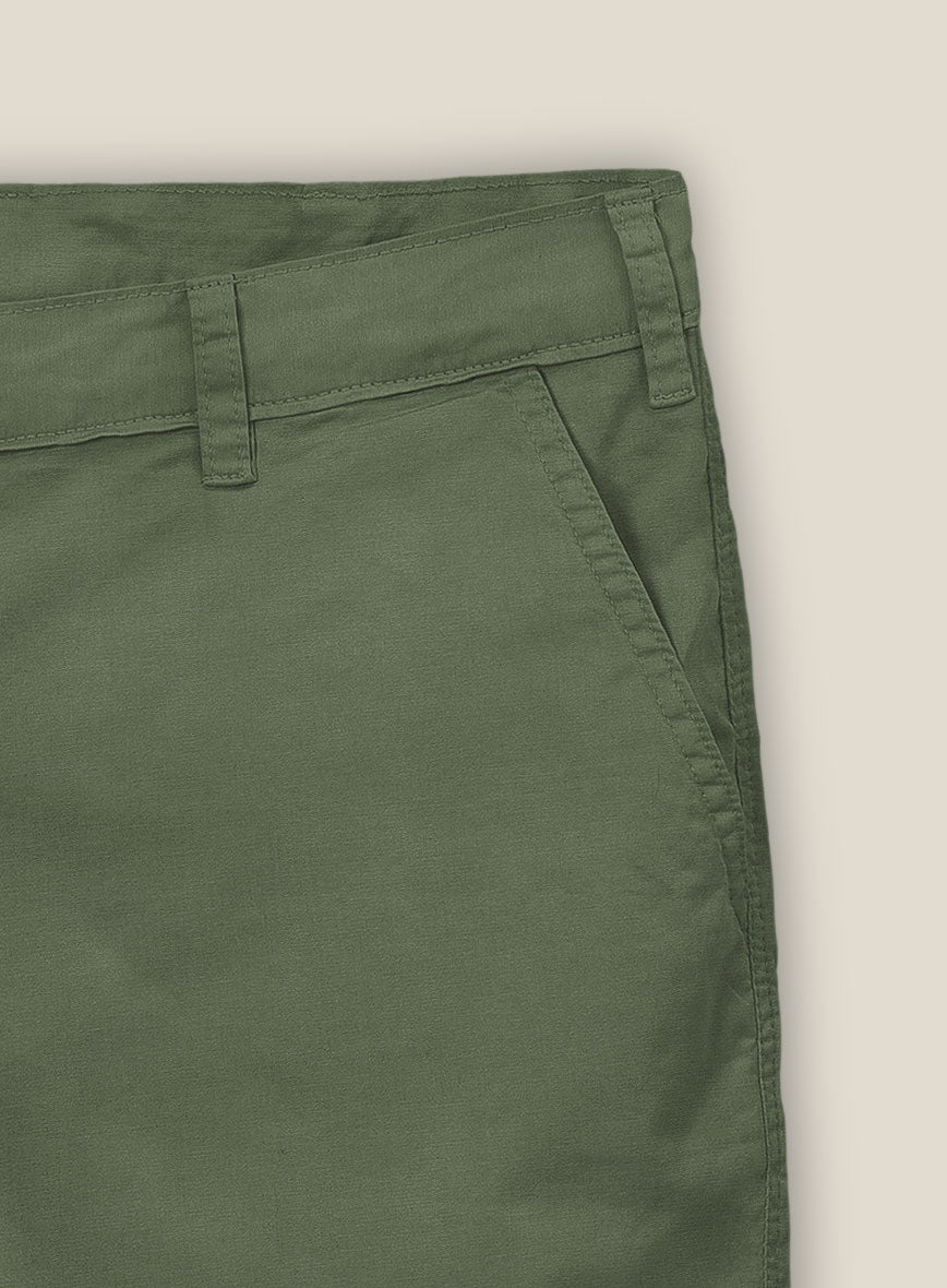 Olive Green Cotton Shorts - StudioSuits