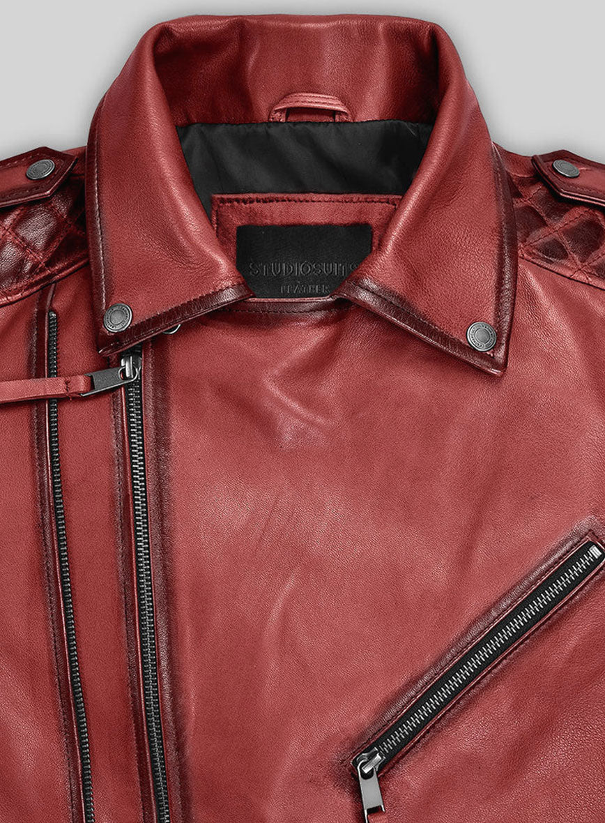 Outlaw Burnt Red Leather Jacket - StudioSuits