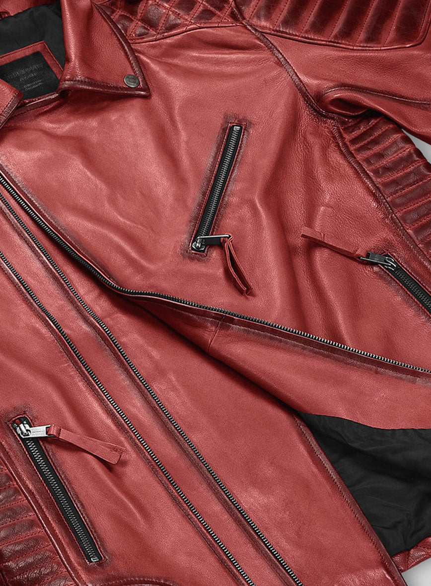 Outlaw Burnt Red Leather Jacket - StudioSuits