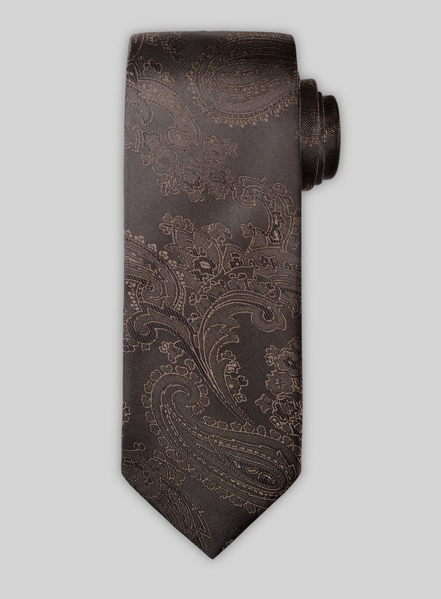 Paisley Brown Satin Tie - StudioSuits