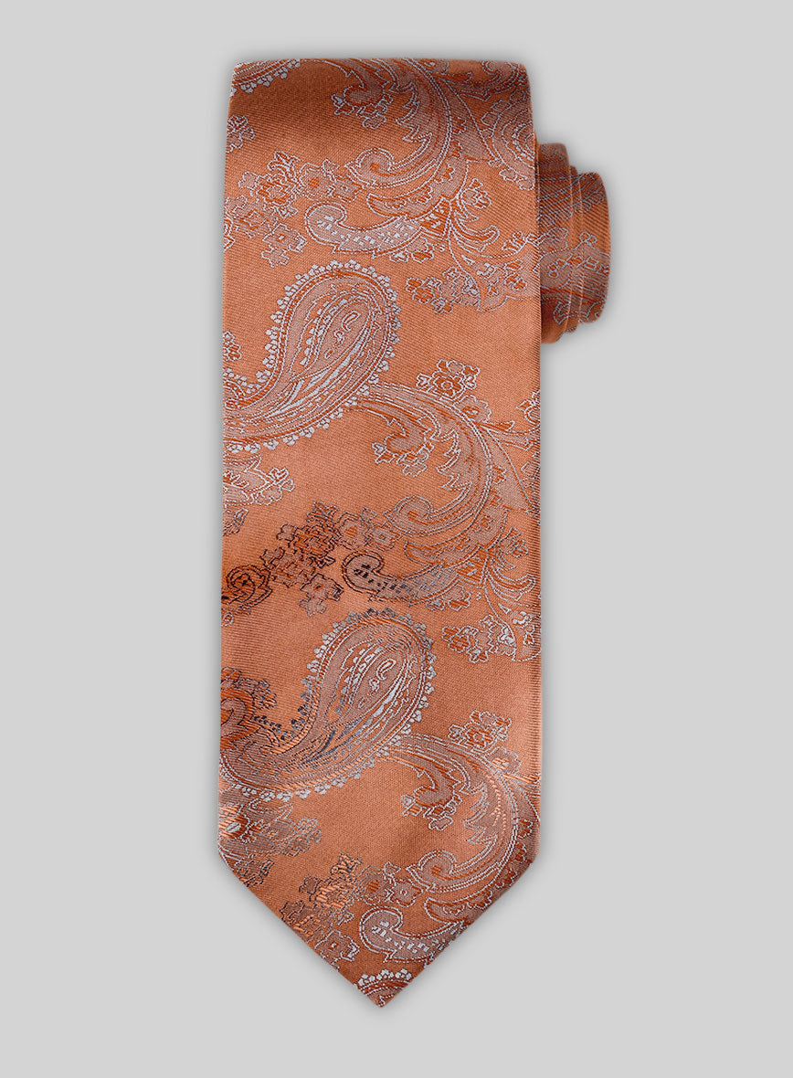 Paisley Copper Satin Tie - StudioSuits