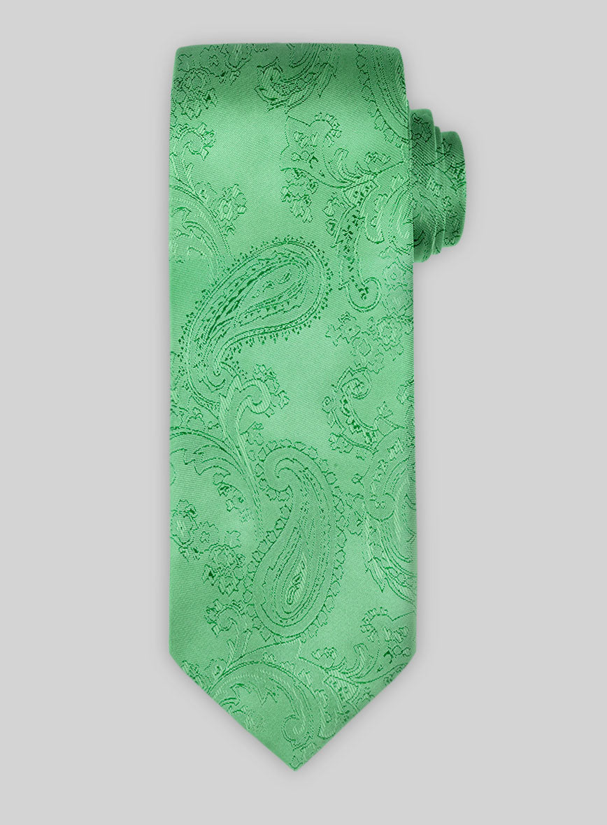 Paisley Cuban Green Satin Tie - StudioSuits