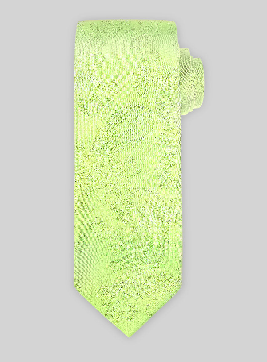 Paisley Neon Green Satin Tie - StudioSuits