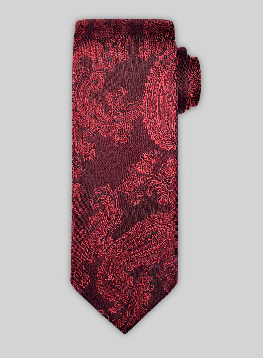 Paisley Red Satin Tie - StudioSuits