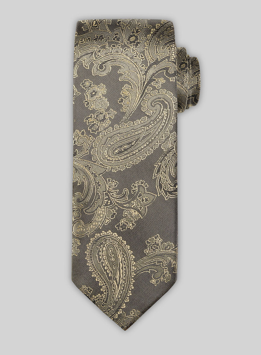 Paisley Seaweed Green Satin Tie - StudioSuits