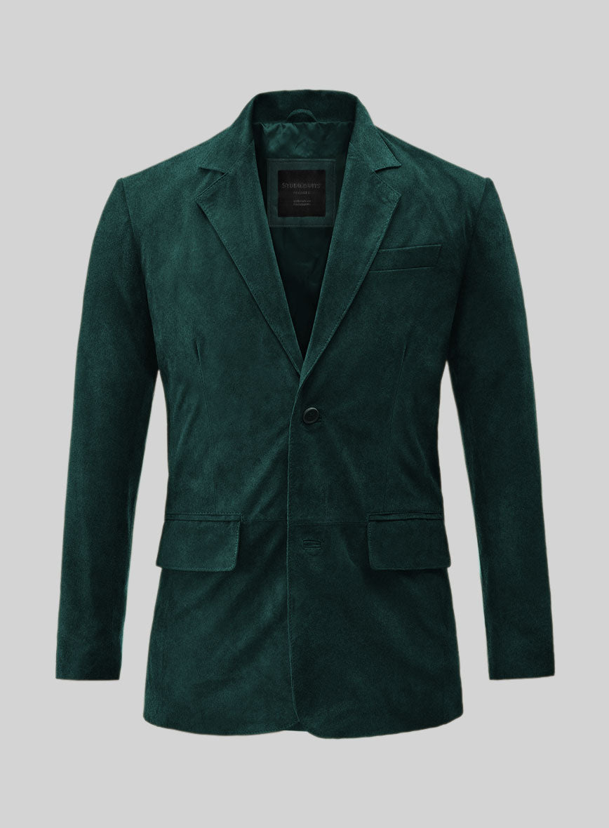 Pine Green Suede Leather Blazer – StudioSuits