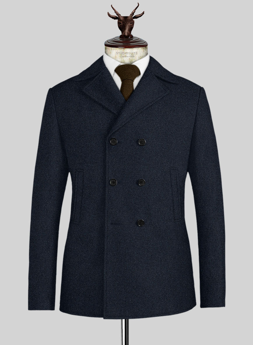 Playman Blue Denim Tweed Pea Coat