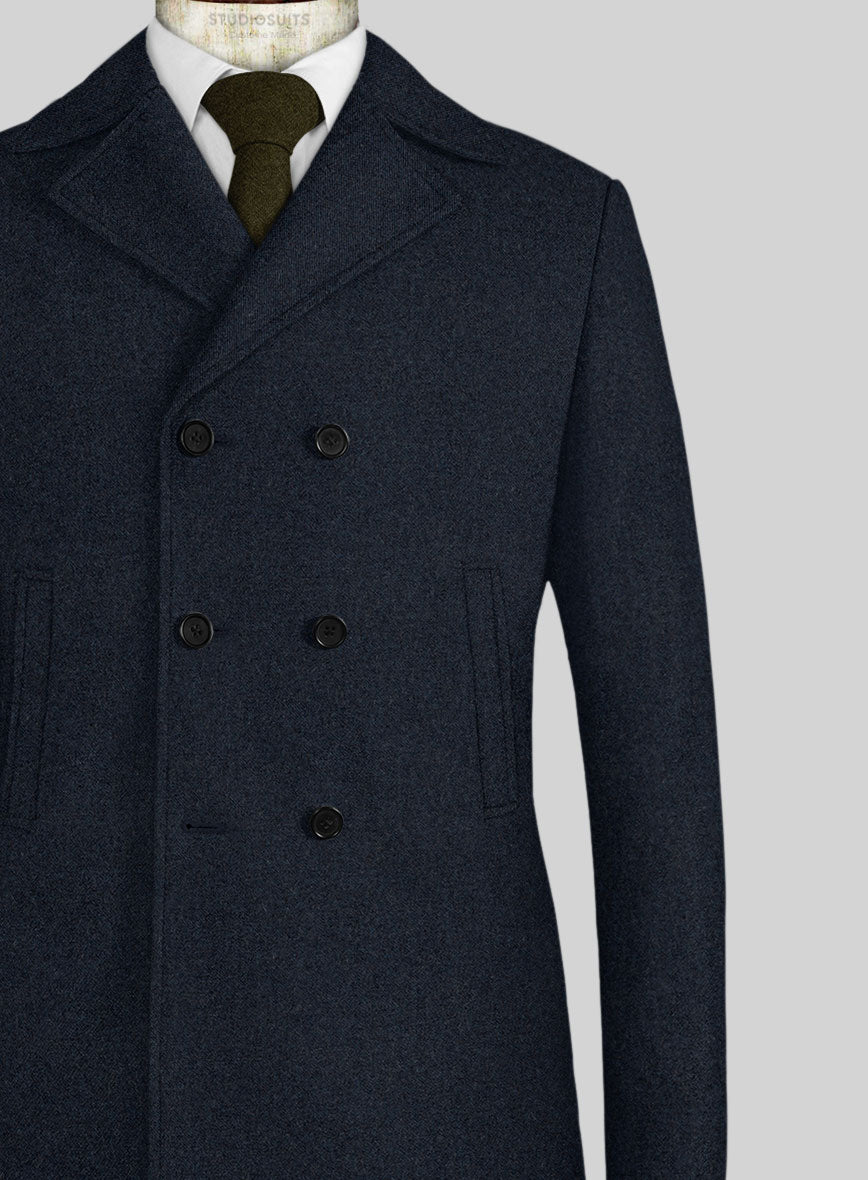 Playman Blue Denim Tweed Pea Coat