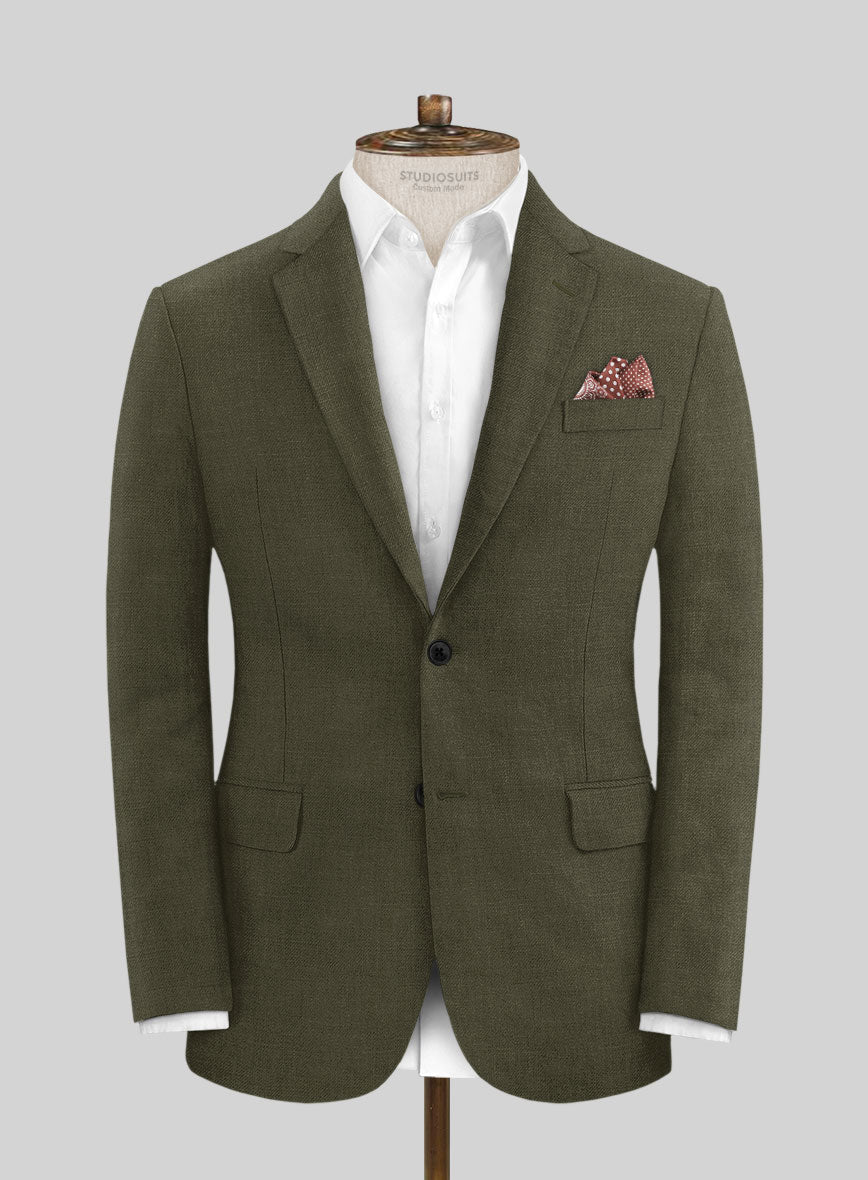 Italian Prato Green Linen Jacket – StudioSuits