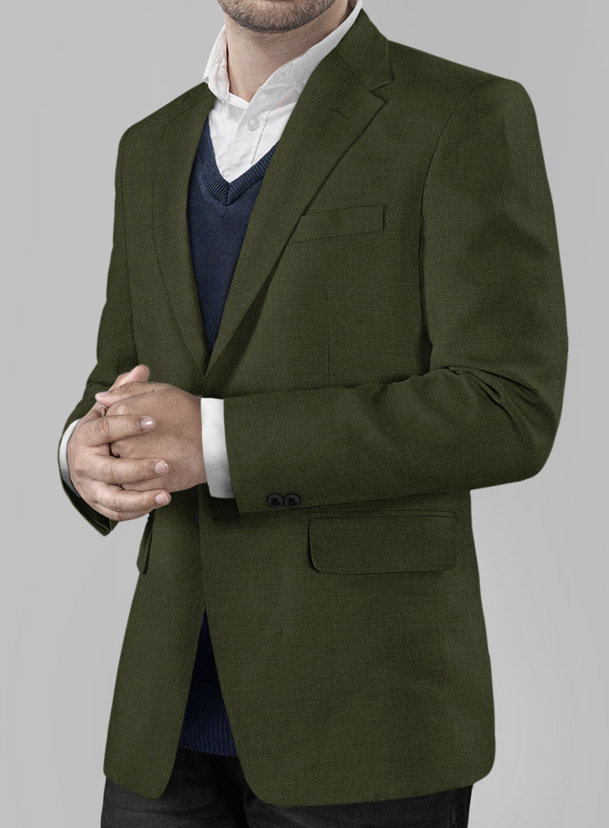 Italian Prato Green Linen Jacket - StudioSuits