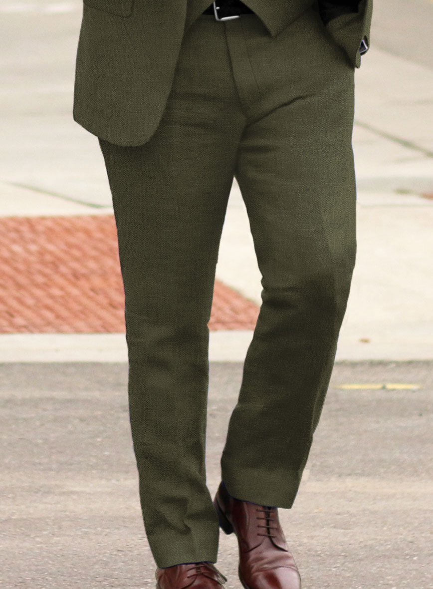 Italian Prato Green Linen Pants - StudioSuits