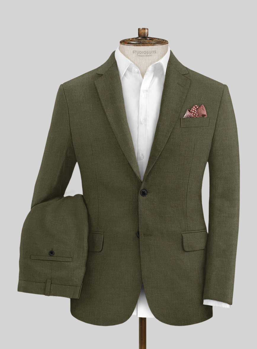 Italian Prato Green Linen Suit - StudioSuits