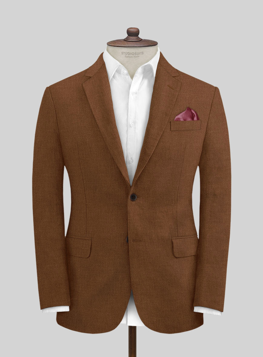 Italian Prato Rust Linen Jacket - StudioSuits