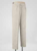 Pure Barn Beige Linen Highland Trousers - StudioSuits