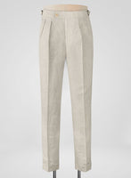 Pure Barn Beige Linen Highland Trousers - StudioSuits