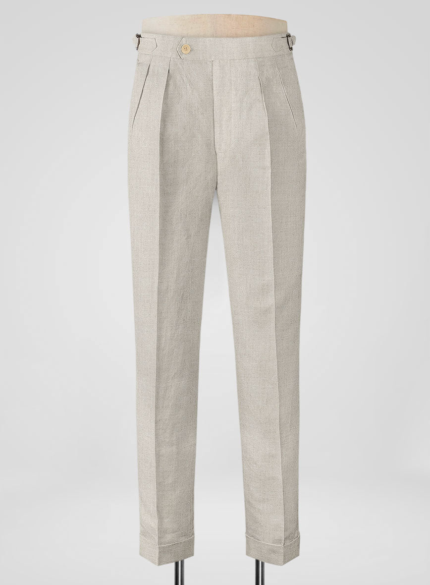 Barn Beige Linen Highland Trousers - StudioSuits