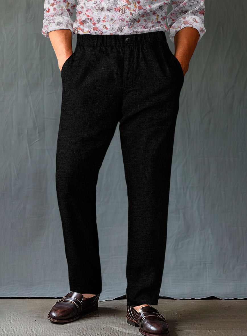 Easy Pants Pure Black Linen - StudioSuits