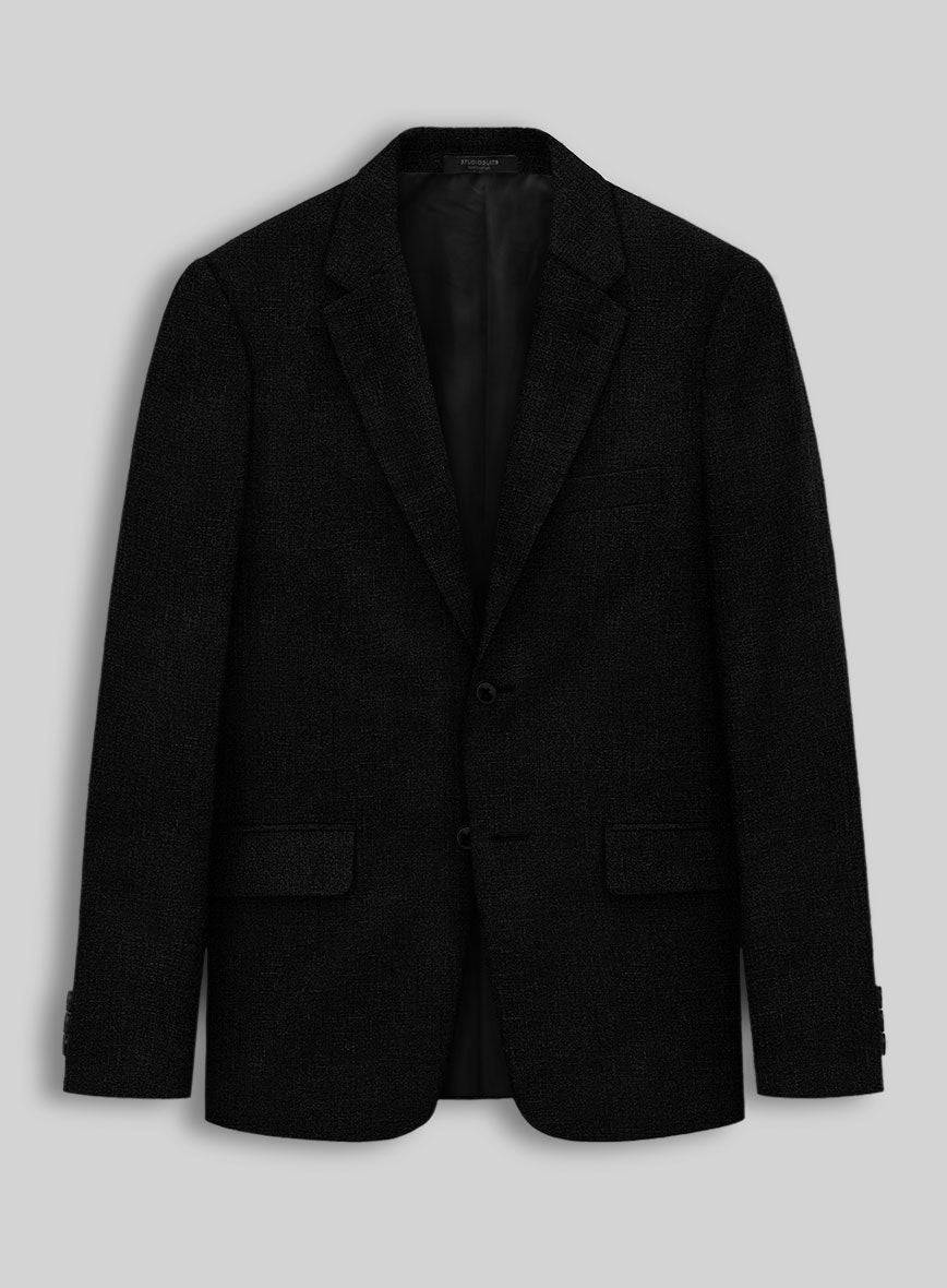 Pure Black Linen Jacket - StudioSuits