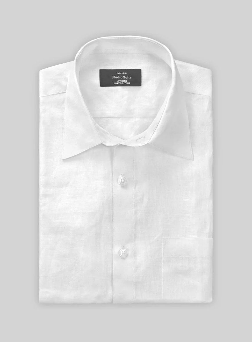 Pure White Linen Shirt - StudioSuits