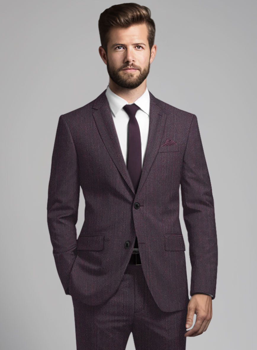 Purple Herringbone Wool Jacket – StudioSuits