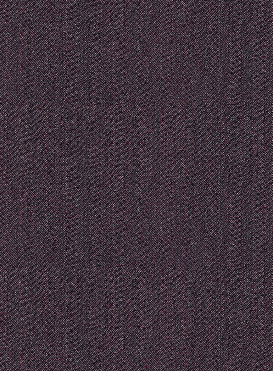 Purple Herringbone Wool Pants - StudioSuits