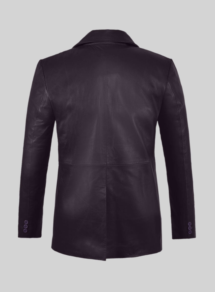 Purple Leather Pea Coat - StudioSuits