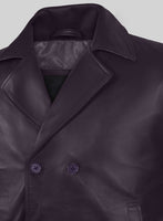 Purple Leather Pea Coat - StudioSuits