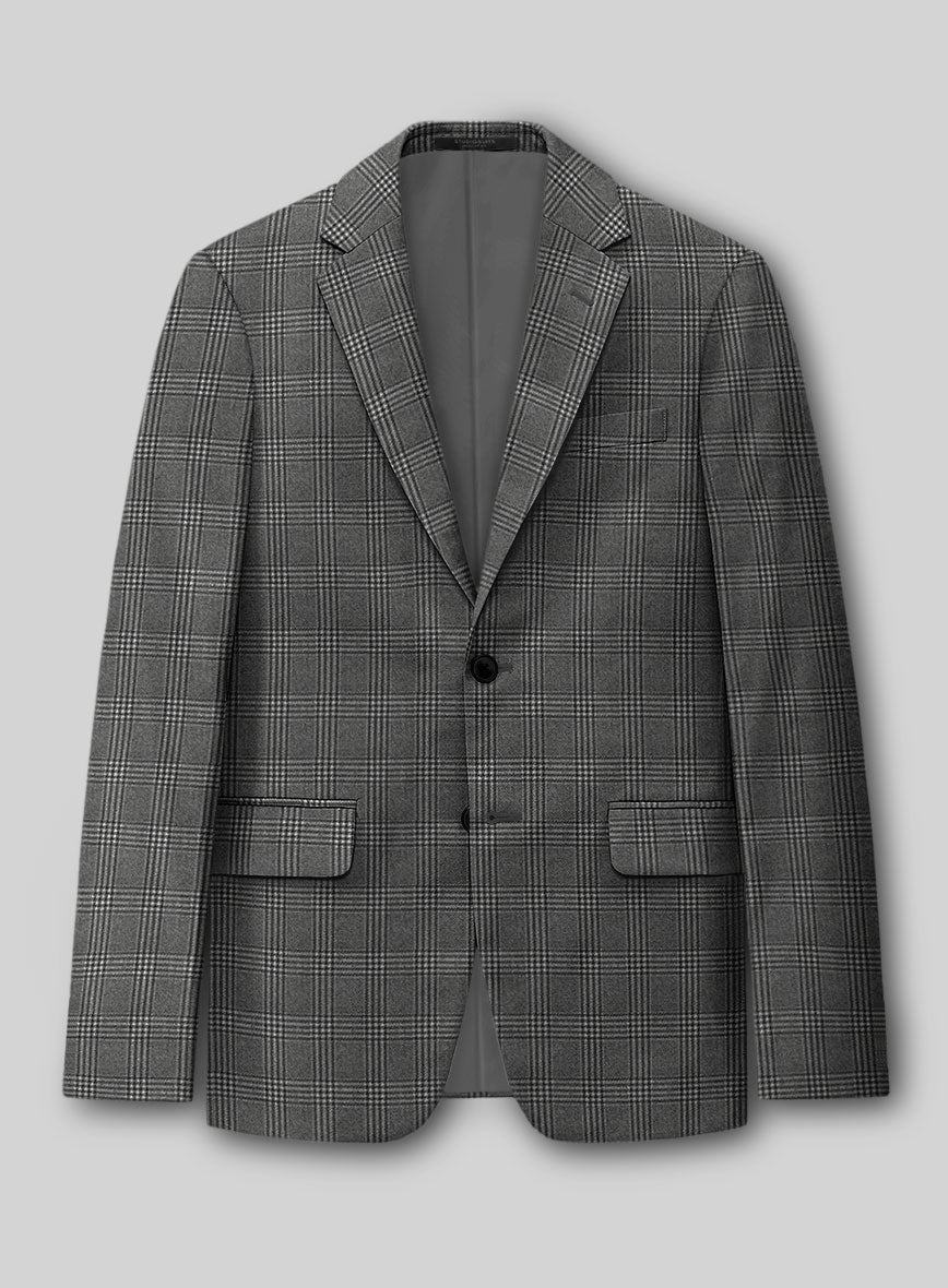 Reda Azelo Gray Checks Wool Jacket - StudioSuits