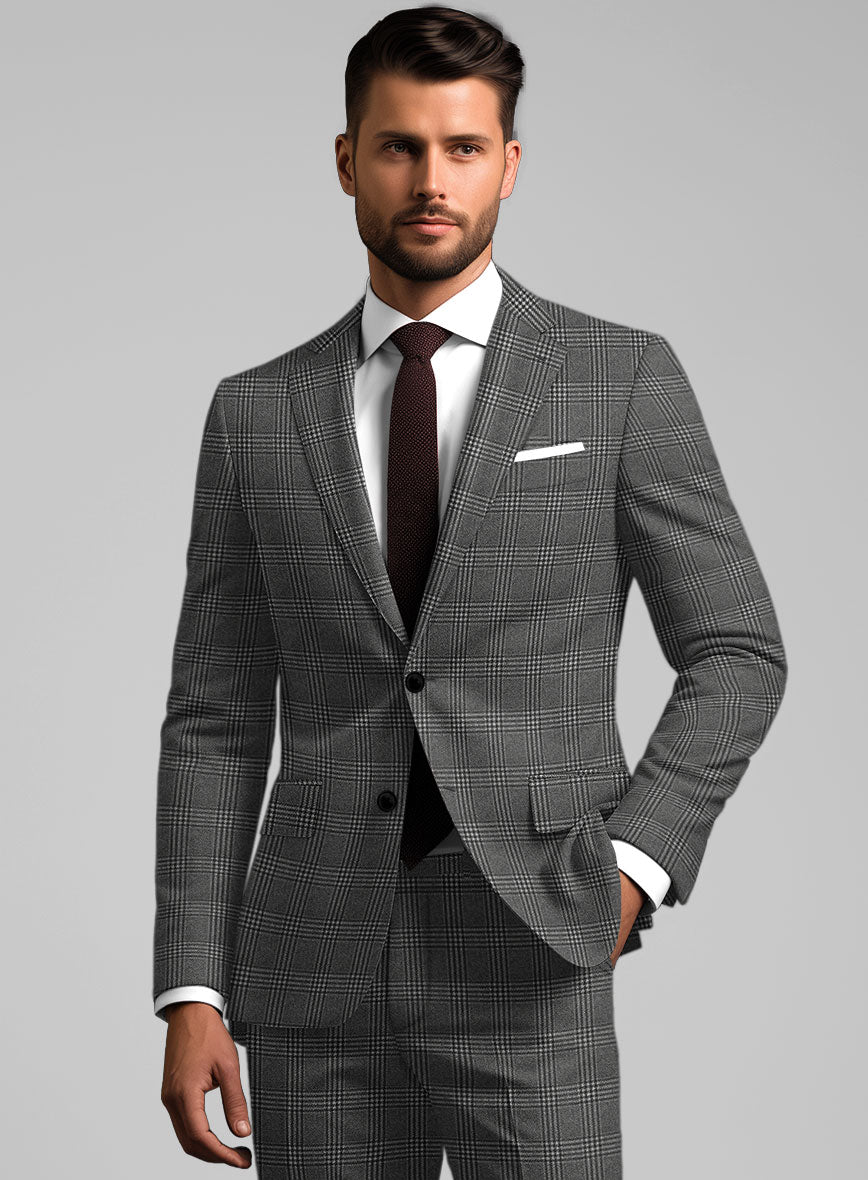 Reda Azelo Gray Checks Wool Jacket - StudioSuits