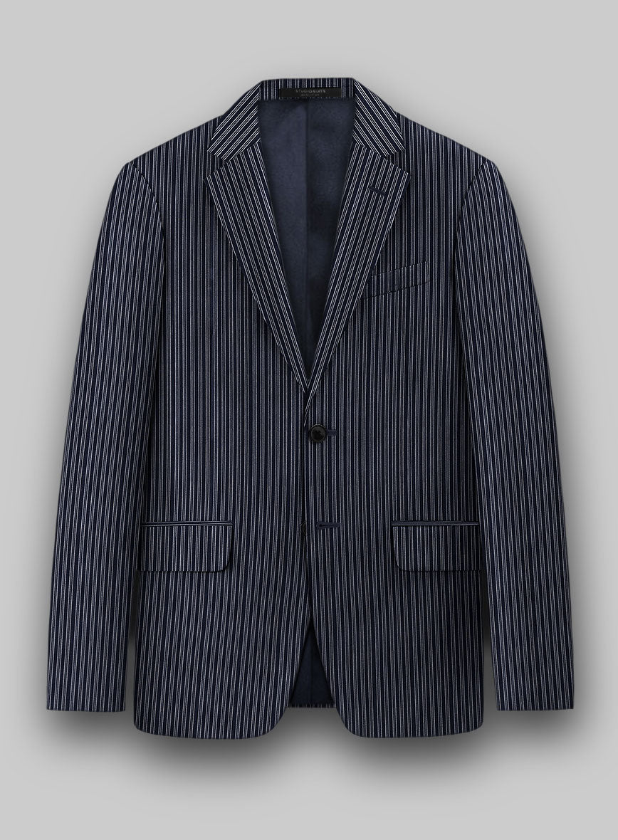 Reda Bravon Dark Blue Stripe Wool Jacket - StudioSuits