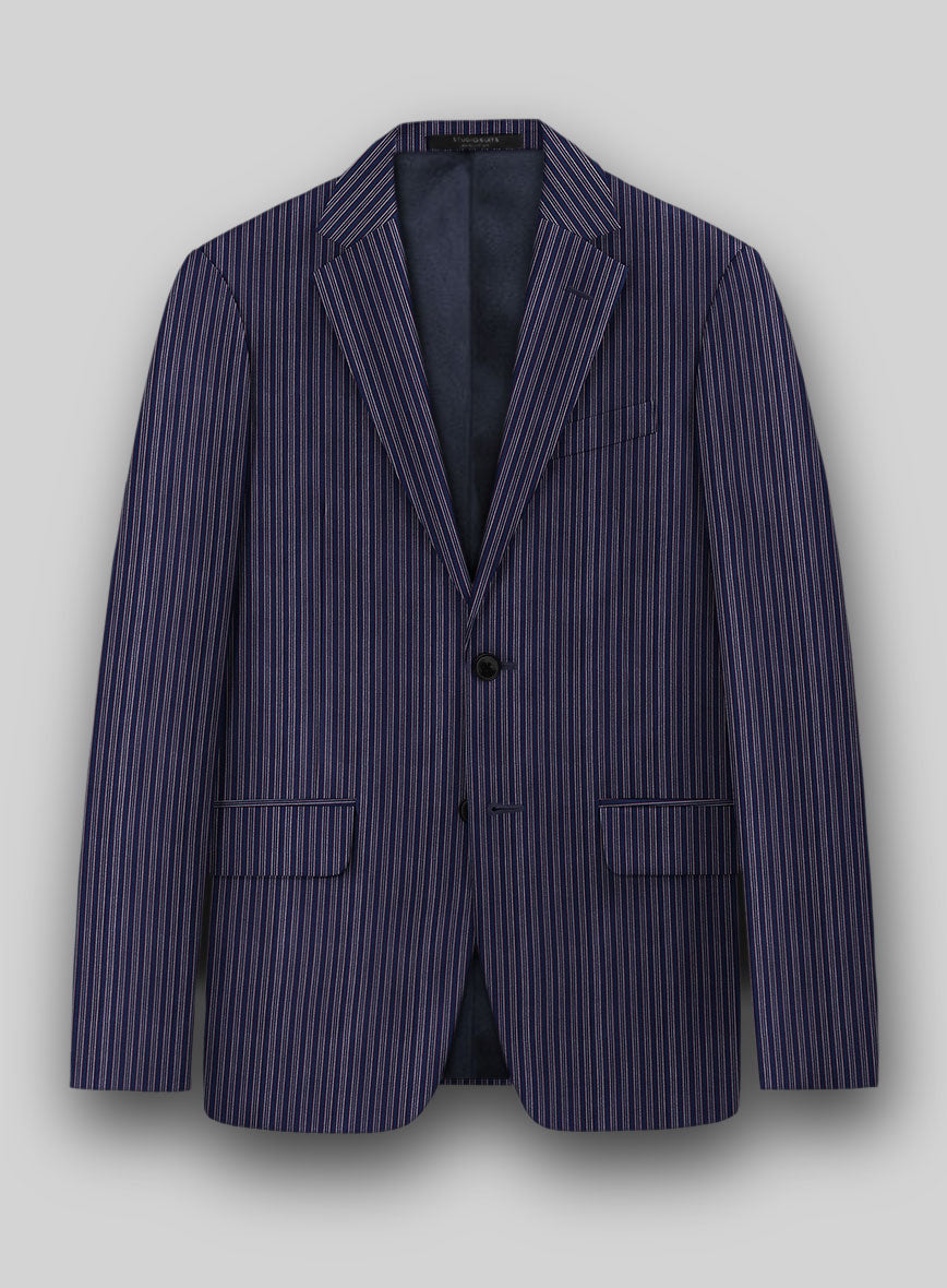 Reda Bravon Navy Blue Stripe Wool Jacket - StudioSuits