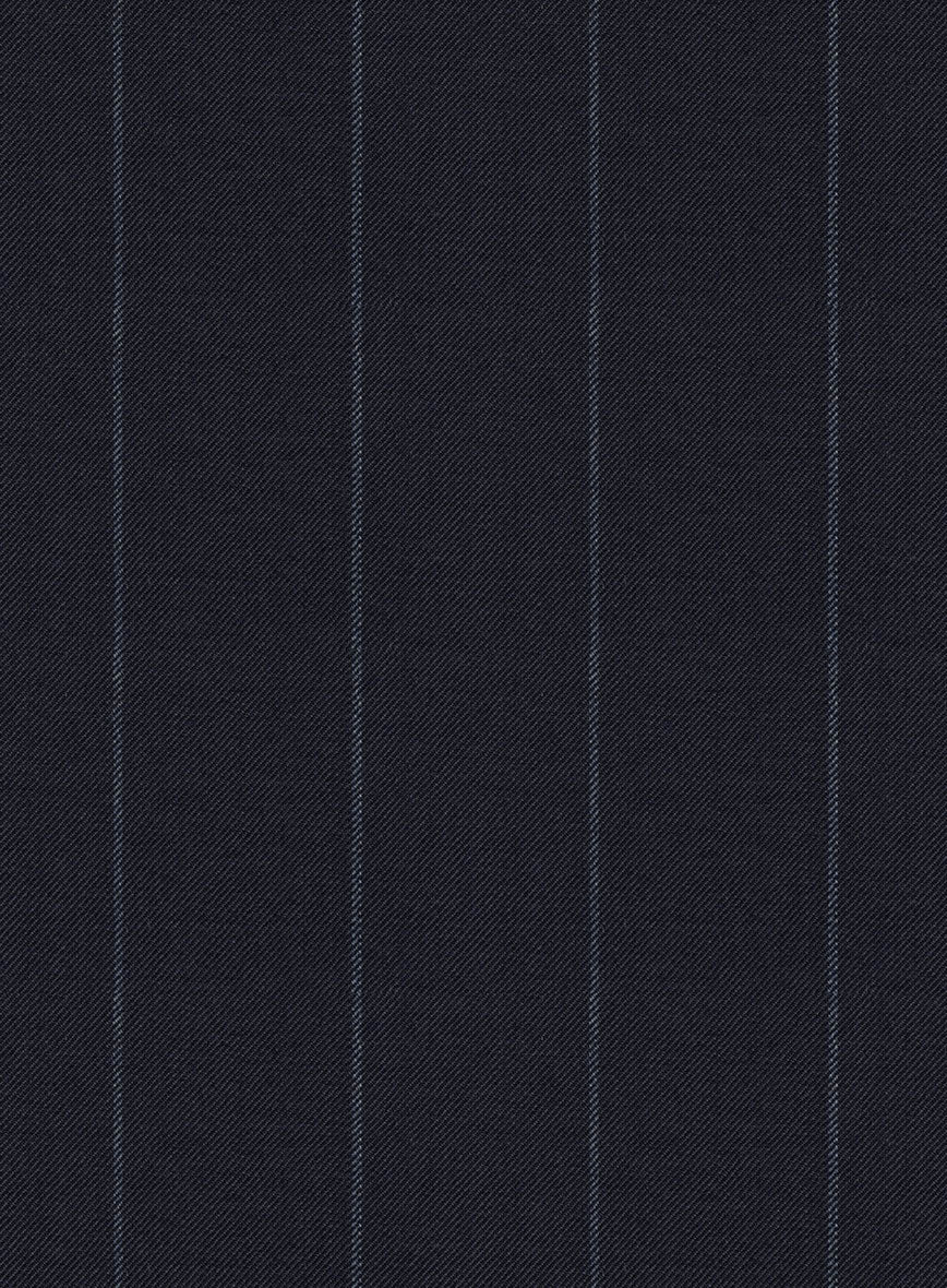 Reda Cashmere Blue Chalkstripe Wool Pants - StudioSuits