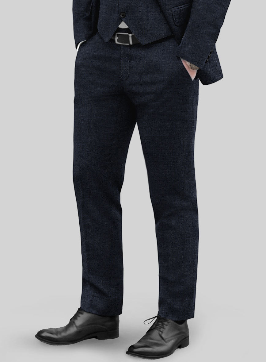 Reda Cashmere Blue Checks Wool Pants - StudioSuits