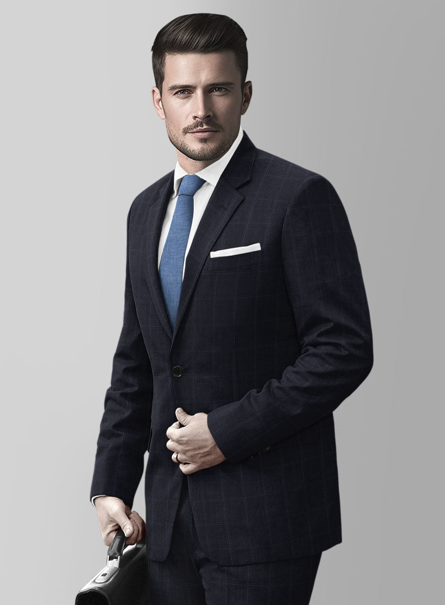 Reda Cashmere Blue Windowpane Wool Jacket - StudioSuits