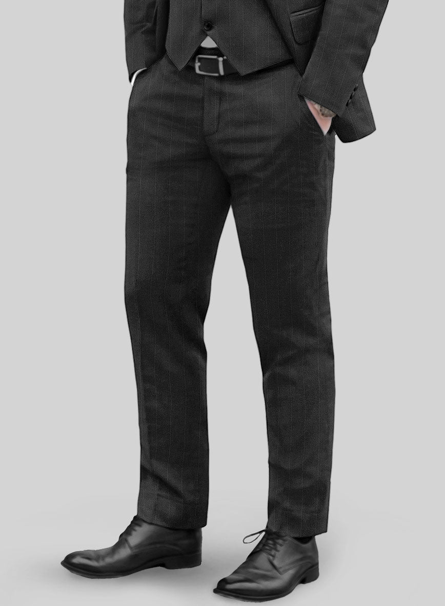 Reda Cashmere Dark Gray Chalkstripe Wool Pants - StudioSuits