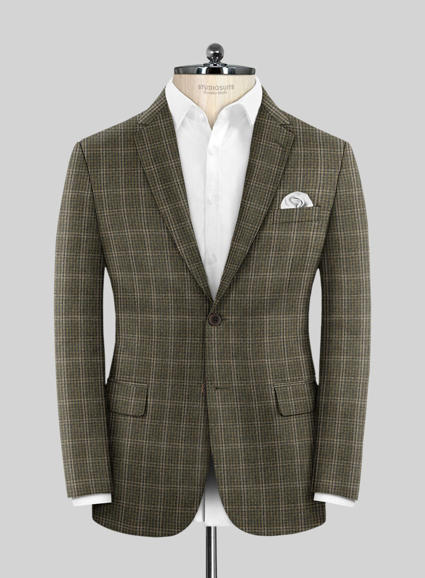 Reda Cebri Green Checks Wool Jacket - StudioSuits