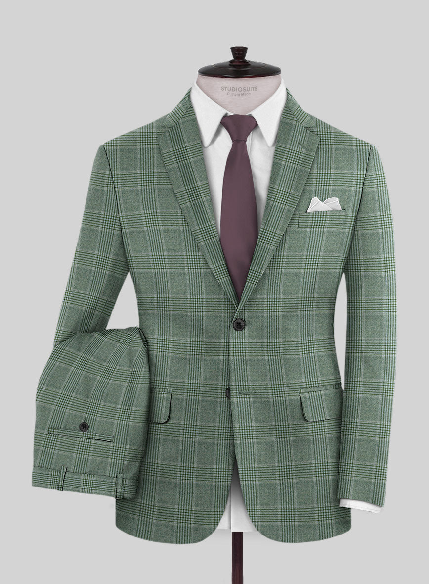 Reda Celadon Green Checks Wool Suit - StudioSuits