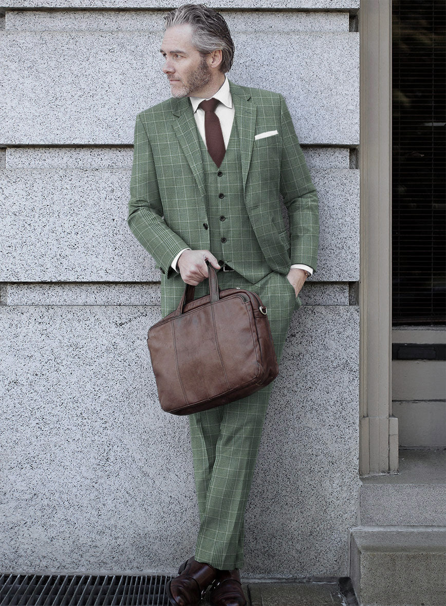 Reda Celadon Green Checks Wool Suit - StudioSuits