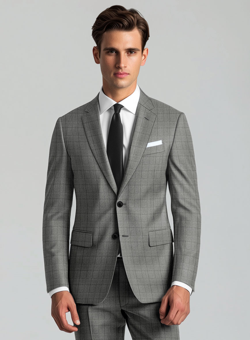 Reda Erlon Gray Checks Wool Jacket - StudioSuits