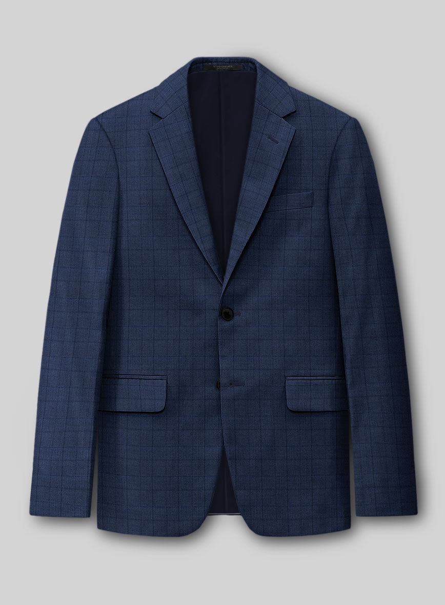 Reda Erlon Royal Blue Checks Wool Suit