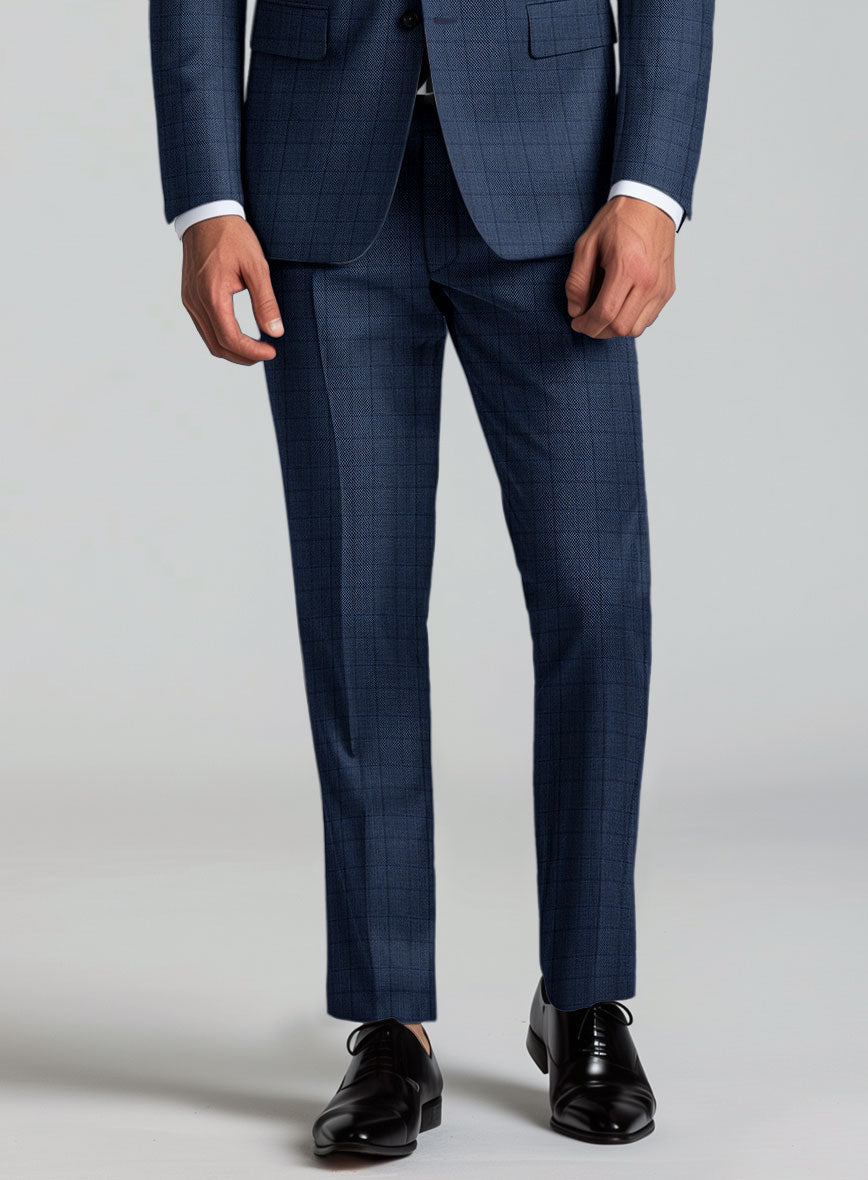 Reda Erlon Royal Blue Checks Wool Suit