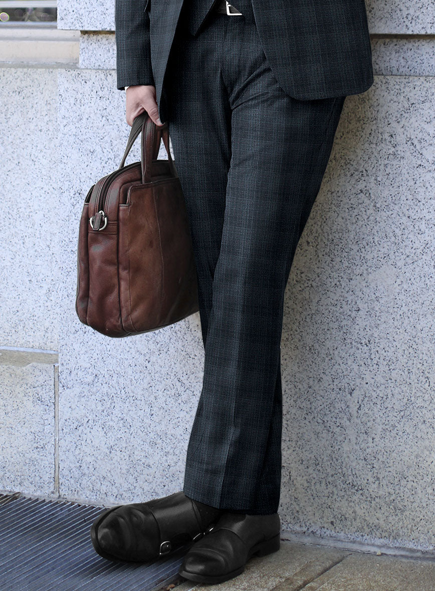 Reda Faruco Blue Checks Wool Pants - StudioSuits