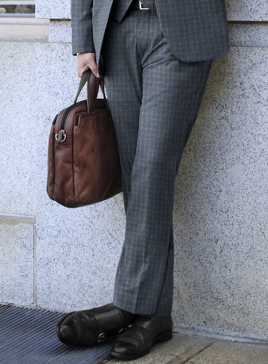 Reda Homio Blue Checks Wool Pants - StudioSuits