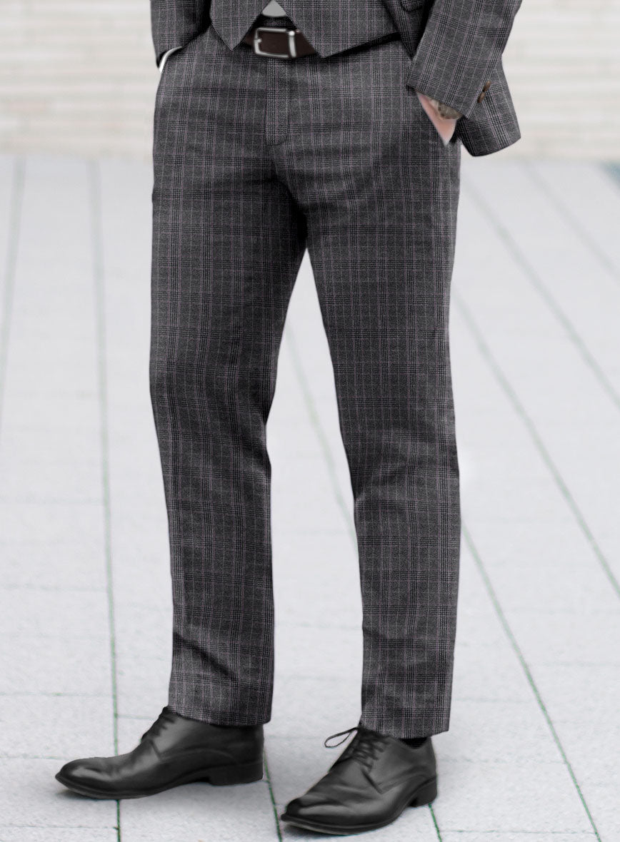 Reda Homio Gray Checks Wool Pants - StudioSuits