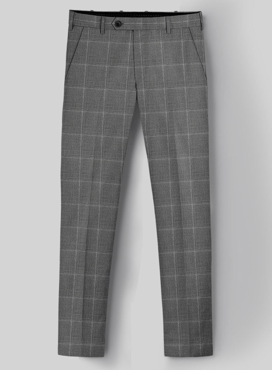 Reda Lindale Gray Checks Wool Pants - StudioSuits