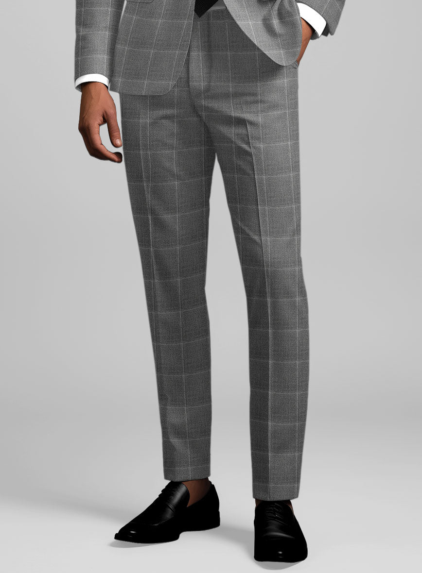 Reda Lindale Gray Checks Wool Pants - StudioSuits