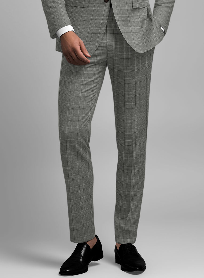 Reda Mavlox Gray Checks Wool Pants - StudioSuits